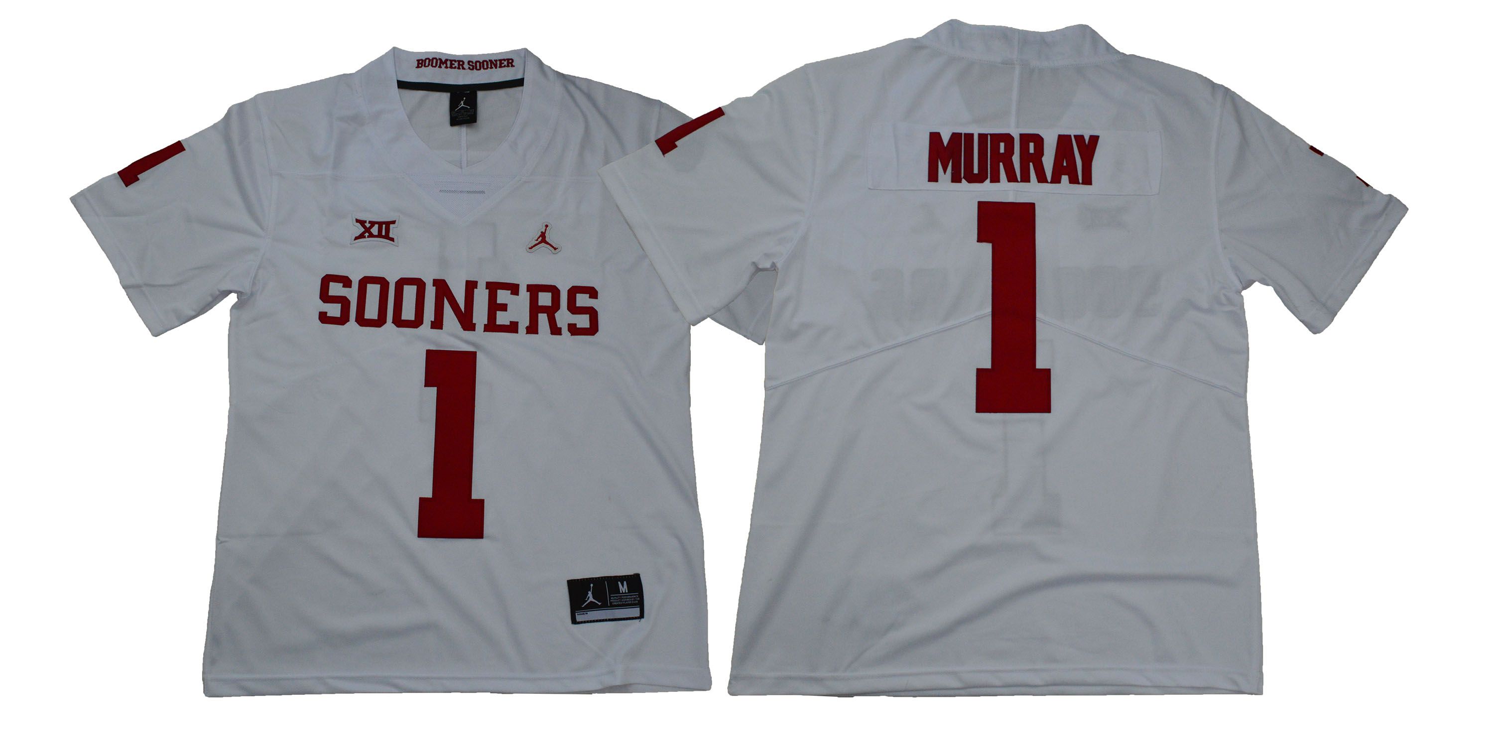 Men Oklahoma Sooners #1 Murray White NCAA Jerseys->ncaa teams->NCAA Jersey